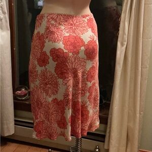 Old Navy Coral Floral Midi Skirt